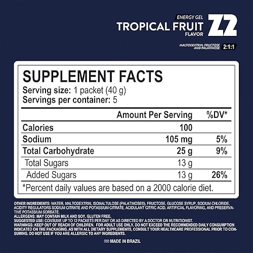 Miniatura 3 de Z2 Gel energético de frutas tropicales  0.88 onzas de carbohidratos, 105 mg de sodio, electrolitos, antes y durante el entrenamiento, aumenta la