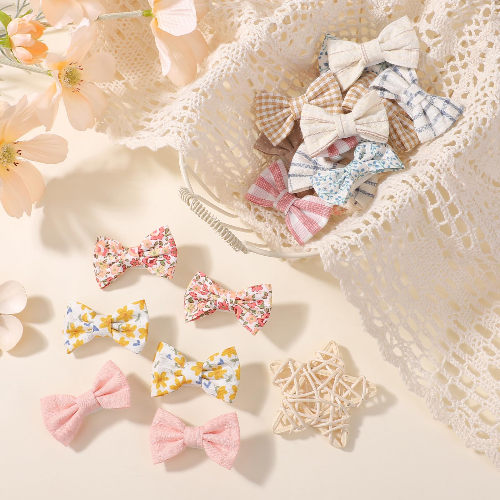 Jollybows 20pcs Barettes Cheveux, 2 Pouces / 5 cm Pince Noeud Cheveux Bébé Pince Cheveux Accessoires pour Enfant Petite Fille Tout-Petits