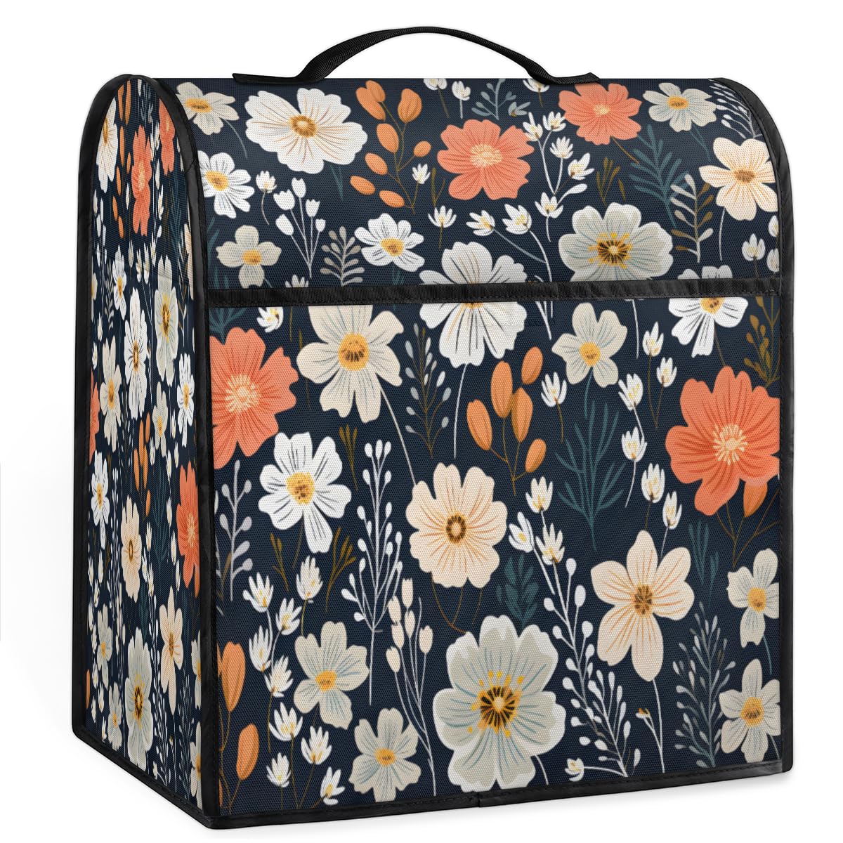 Coffee Maker Cover Flower Floral Theme Kitchen Appliance Covers Small Appliance Covers Blender Cover Juicer Cover Dust Covers for Kitchen Appliances with Top Handle and Pockets,Washable,B738