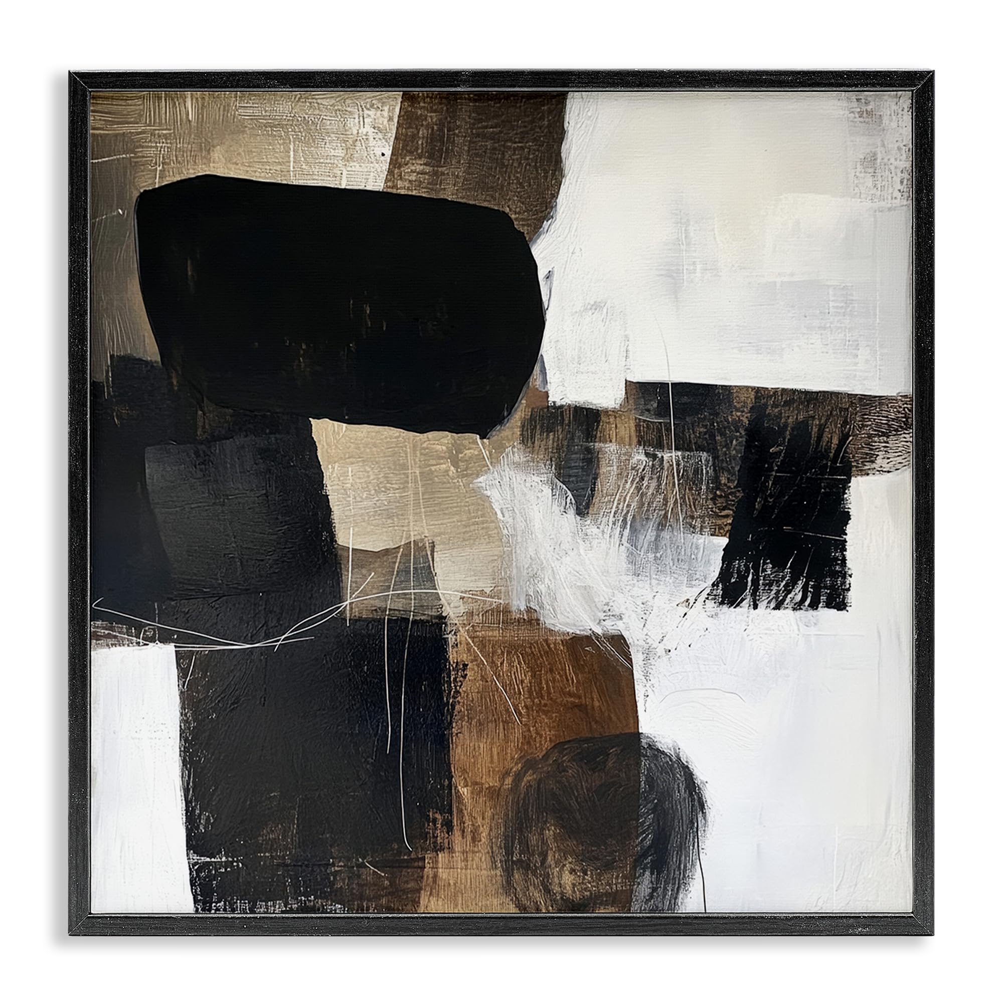Tableau abstrait blanc Stupell Industries pour salon moderne 61x61 cm