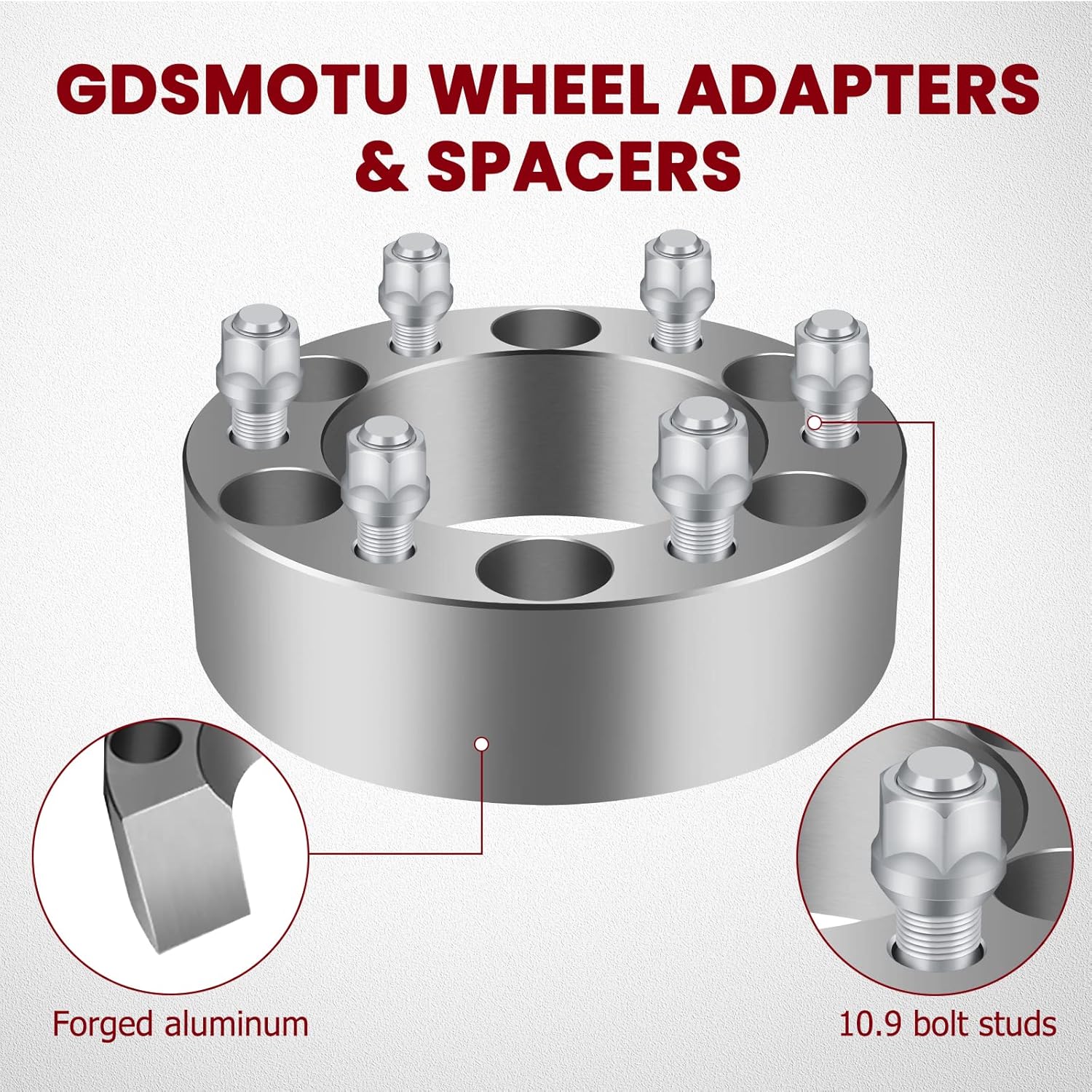 6x5.5/6x139.7mm Wheel Spacers for Toyota for Tacoma/Tundra/4Runner, for Lexus LX450/GX470, for Isuzu i-370/Rodeo, 2 Inch Wheel Adapters with 12x1.5 Studs for 6 Lug 108mm Bore