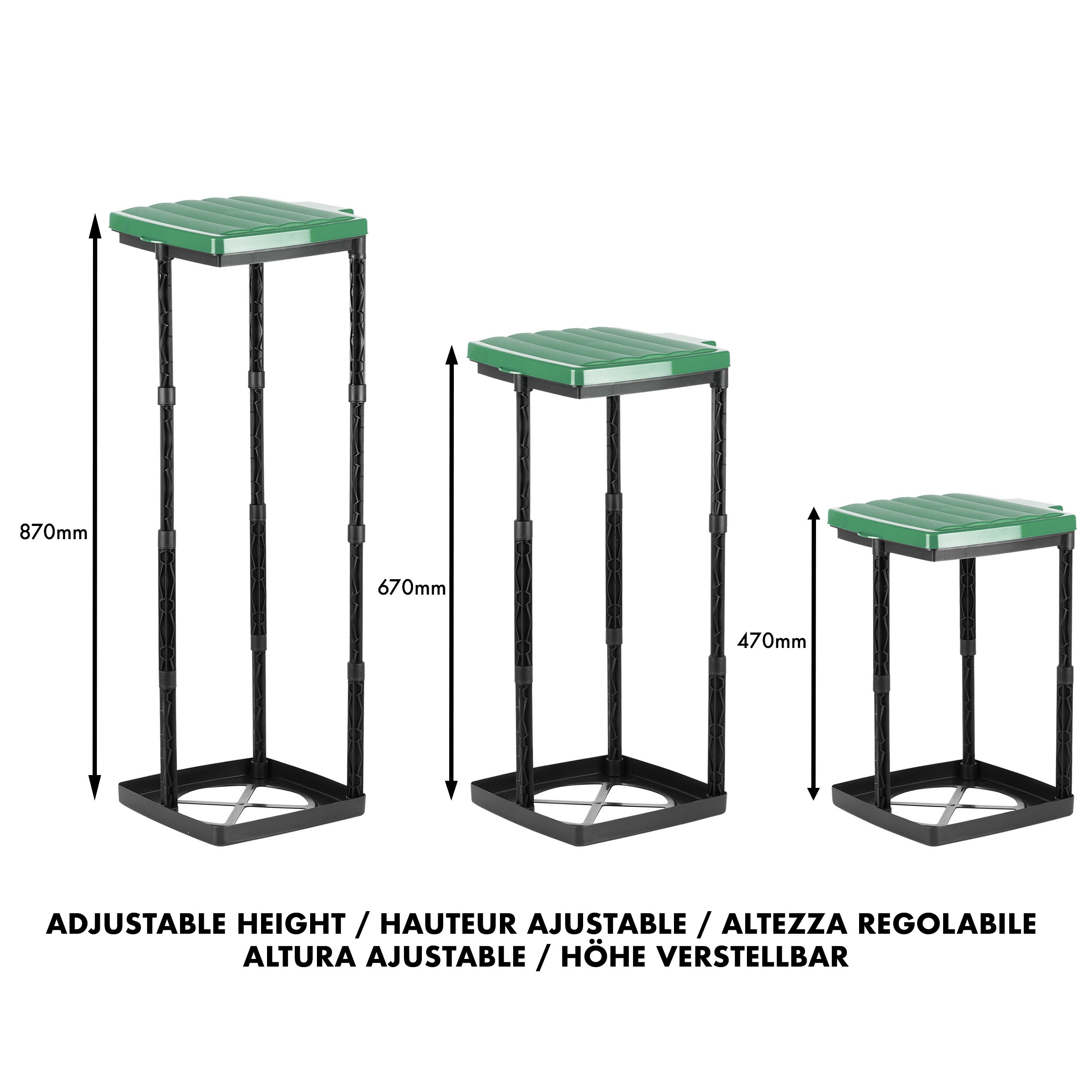 COM-FOUR® vuilniszakstandaard met deksel, in 3 mogelijke hoogtes op te zetten, ideaal voor huis, tuin, werkplaats en camping voor uw afvalverwerking (Deksel - blauw