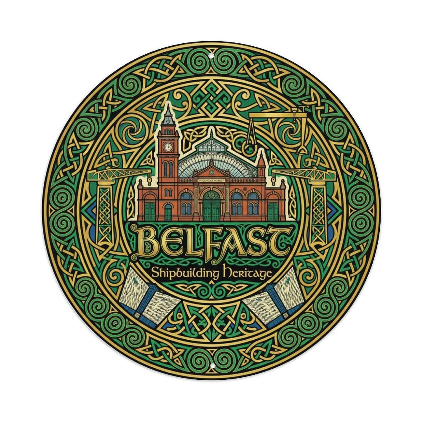 Metal Tin Sign Vintage Travel Belfast Ireland Graphic