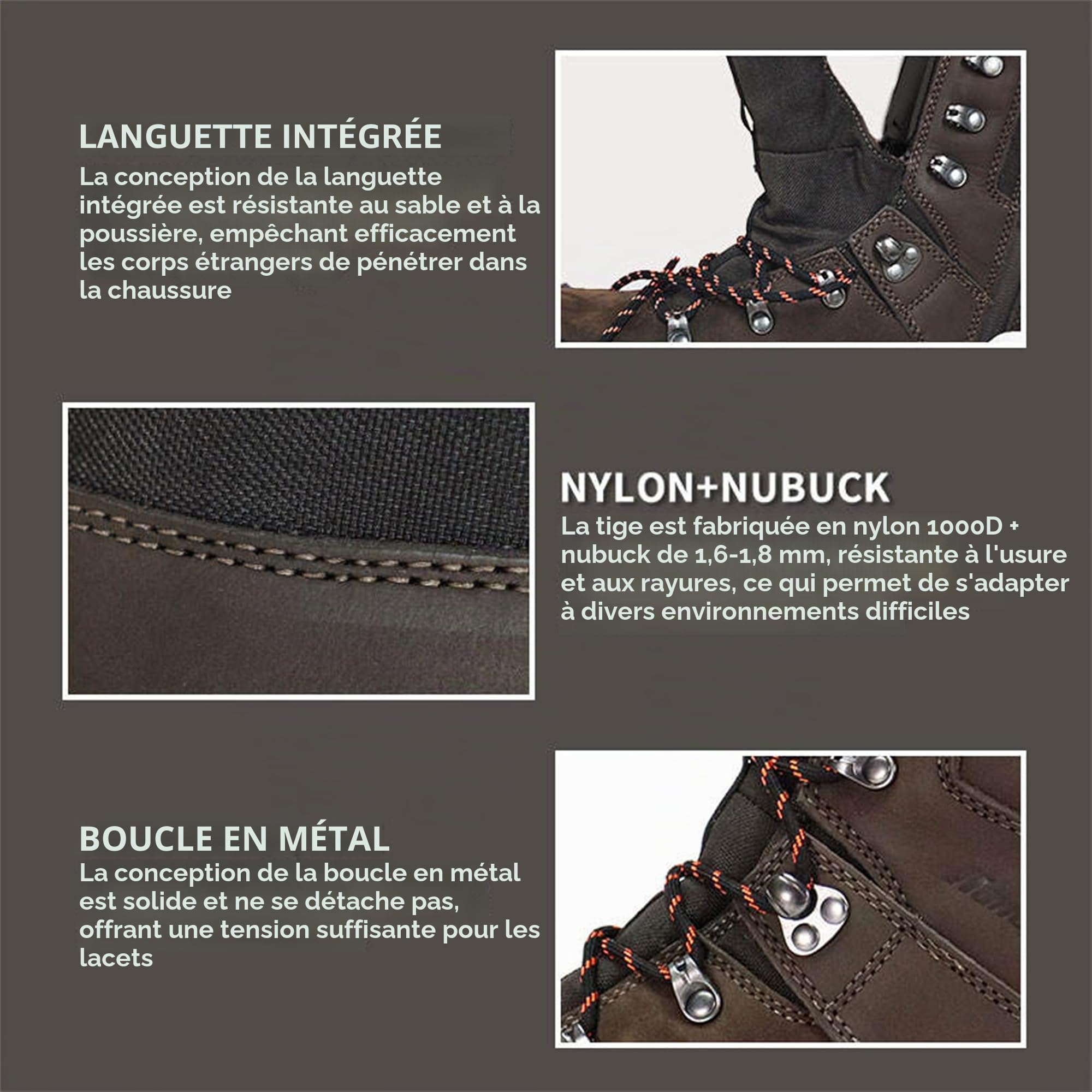 SANANG Wasserdichte Wanderschuhe FüR Damen Und Herren, Bk Mesh-Futter, Pu+Eva-Zwischensohle, Gummisohle Mit VerstäRktem Profil, Braun, Trekkingschuhe 36-46