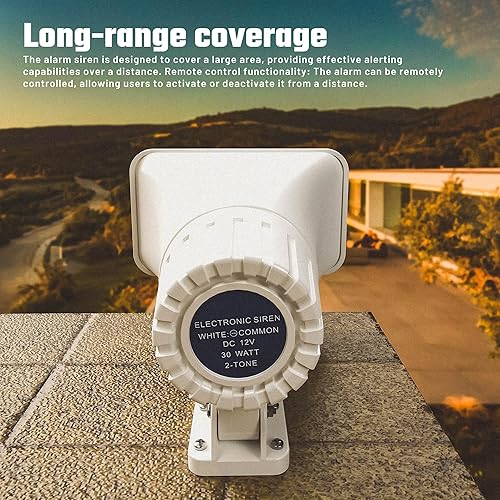 Miniatura 4 de Sirena de alarma altavoz de bocina fuerte 150dB doble tono sirena de seguridad al aire libre 30W anillo de seguridad eléctrica arriba abajo
