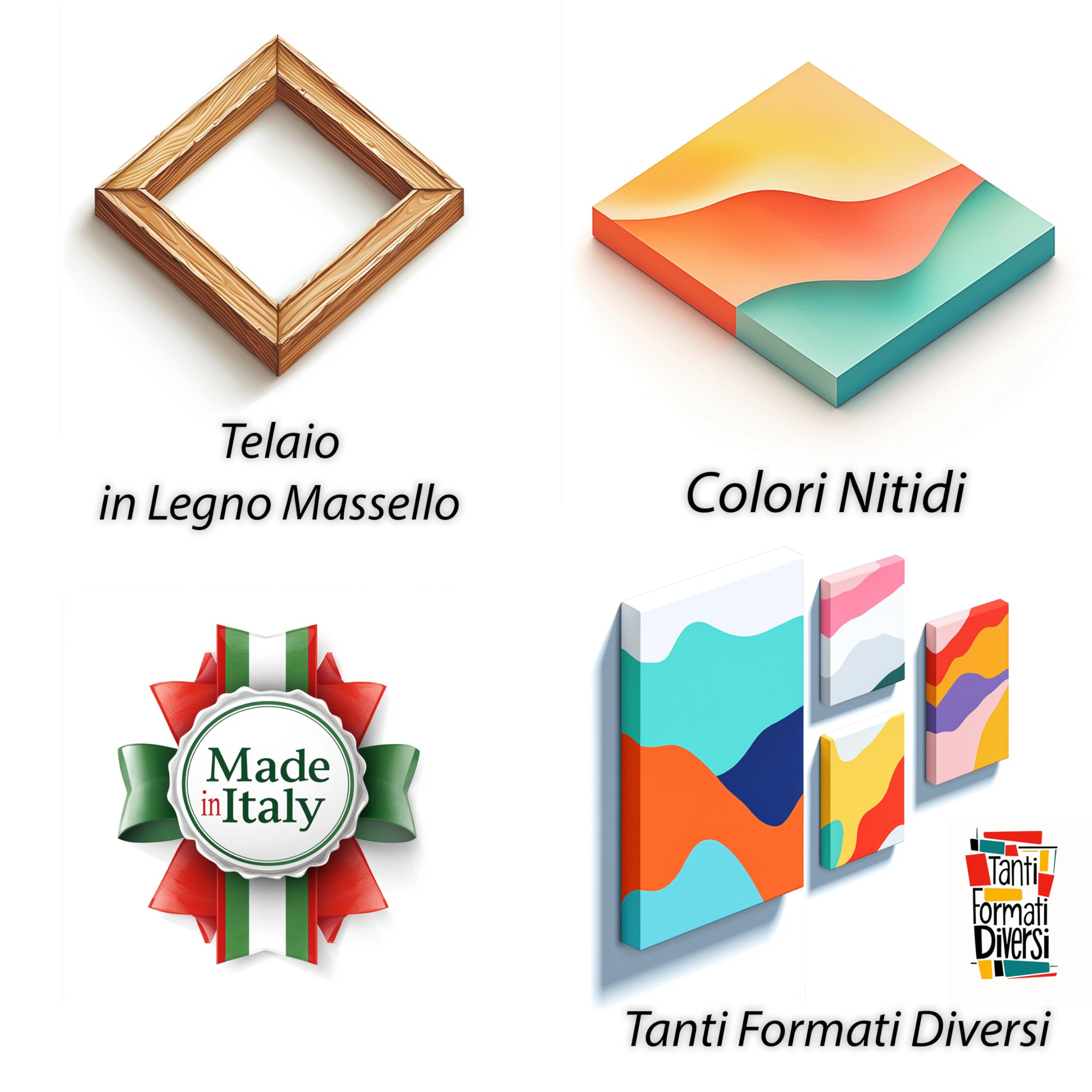 ConKrea - Quadro Personalizzato su Tela Canvas - Stampa la tua Foto su Tela in Alta Definizione con Telaio in Legno Massello - Pronto da Appendere - 50x70 cm