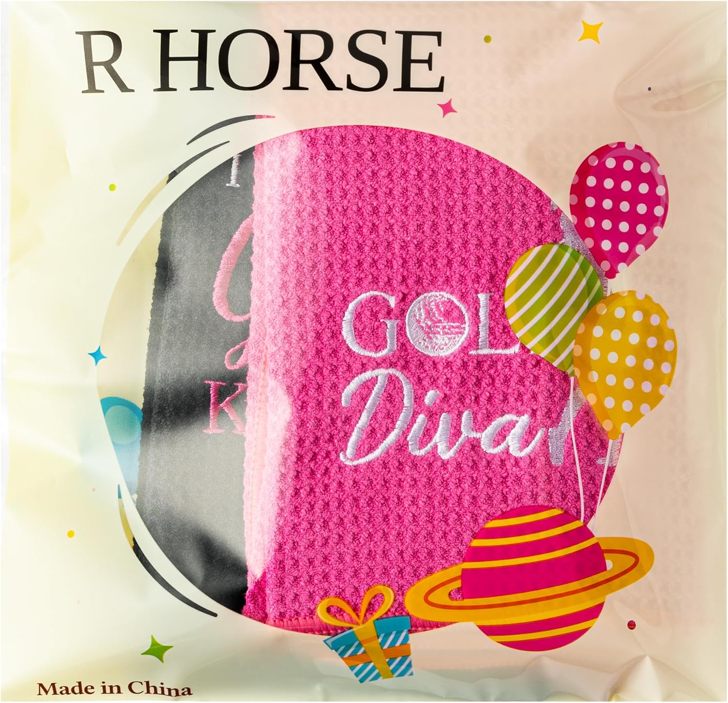 R HORSE 2Pcs Funny Golf Towel Gifts, Microfiber Embroidered Golf Towels for Bags with Clip, Sport Accessories Birthday for Men Women Golfer Fan - Image 7