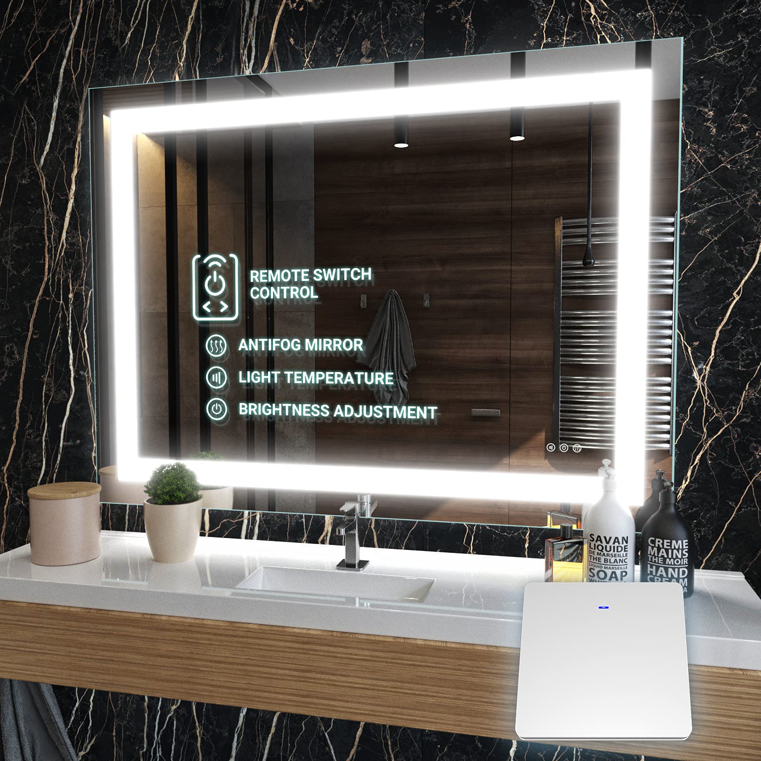 Buy Premium Bathroom Mirror with Lights 40x32 Smart Mirror w/ Wireless