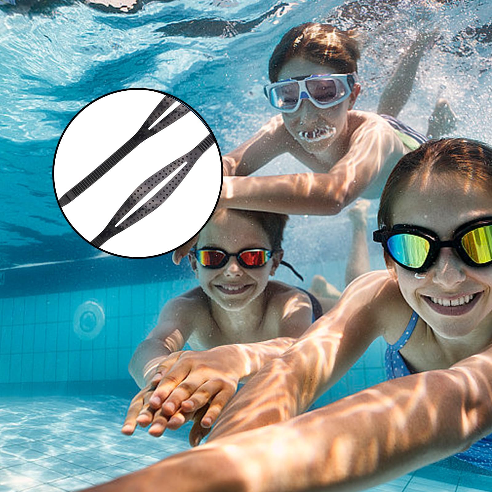 Silicon Mask Strap 4 Pezzi, Silicone Spesso, Nero/Trasparente Cinturino per Maschera Subacquea, Snorkeling Cinturino Maschera Silicone, con Fibbia Regolabile, per Immersioni e Nuoto