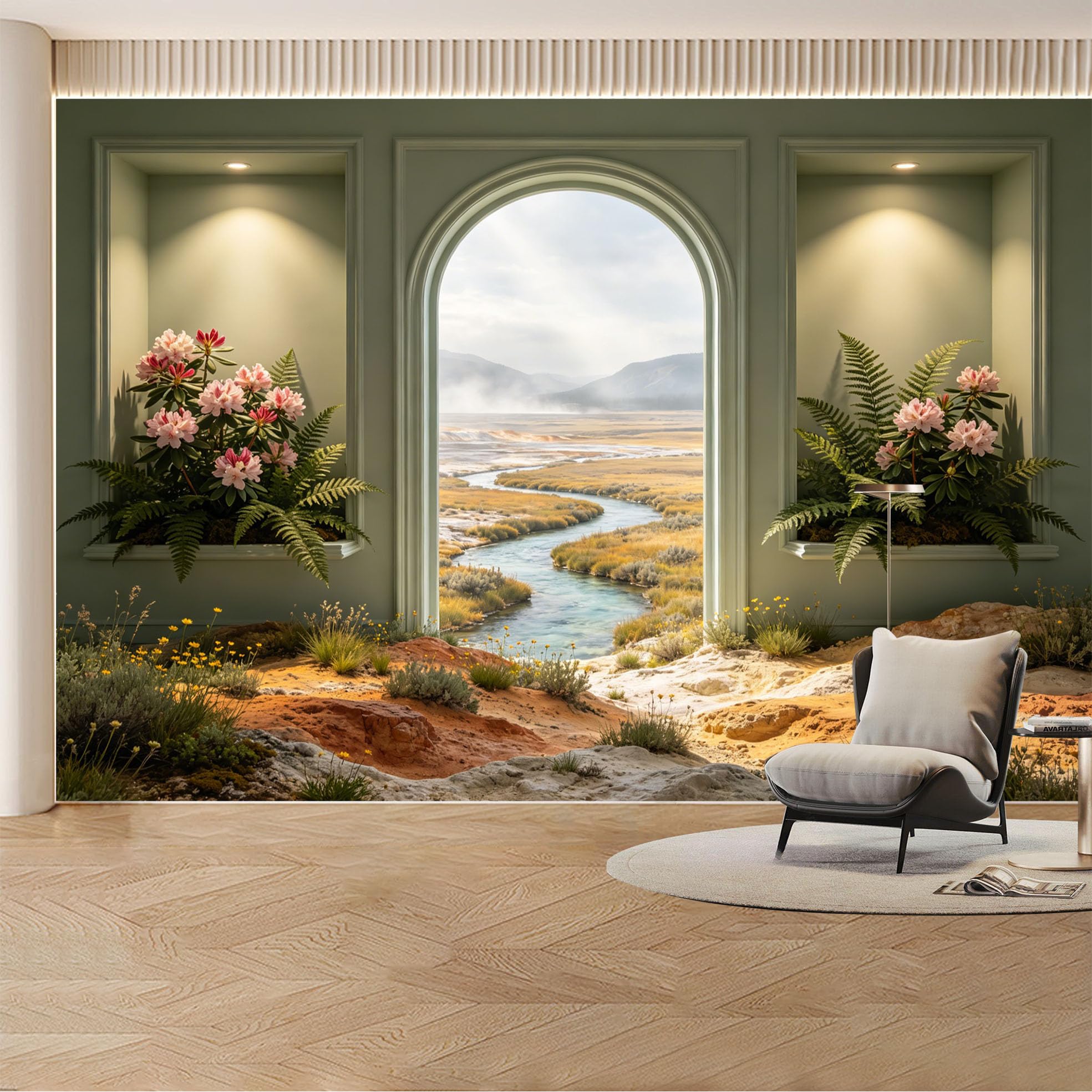 Custom Wall Mural Wallpaper River Landscape Nature Large Wall Art Mural Design Nordic Misty Removable SelfAdhesive Large Photo for Living Room， Bedroom， Office