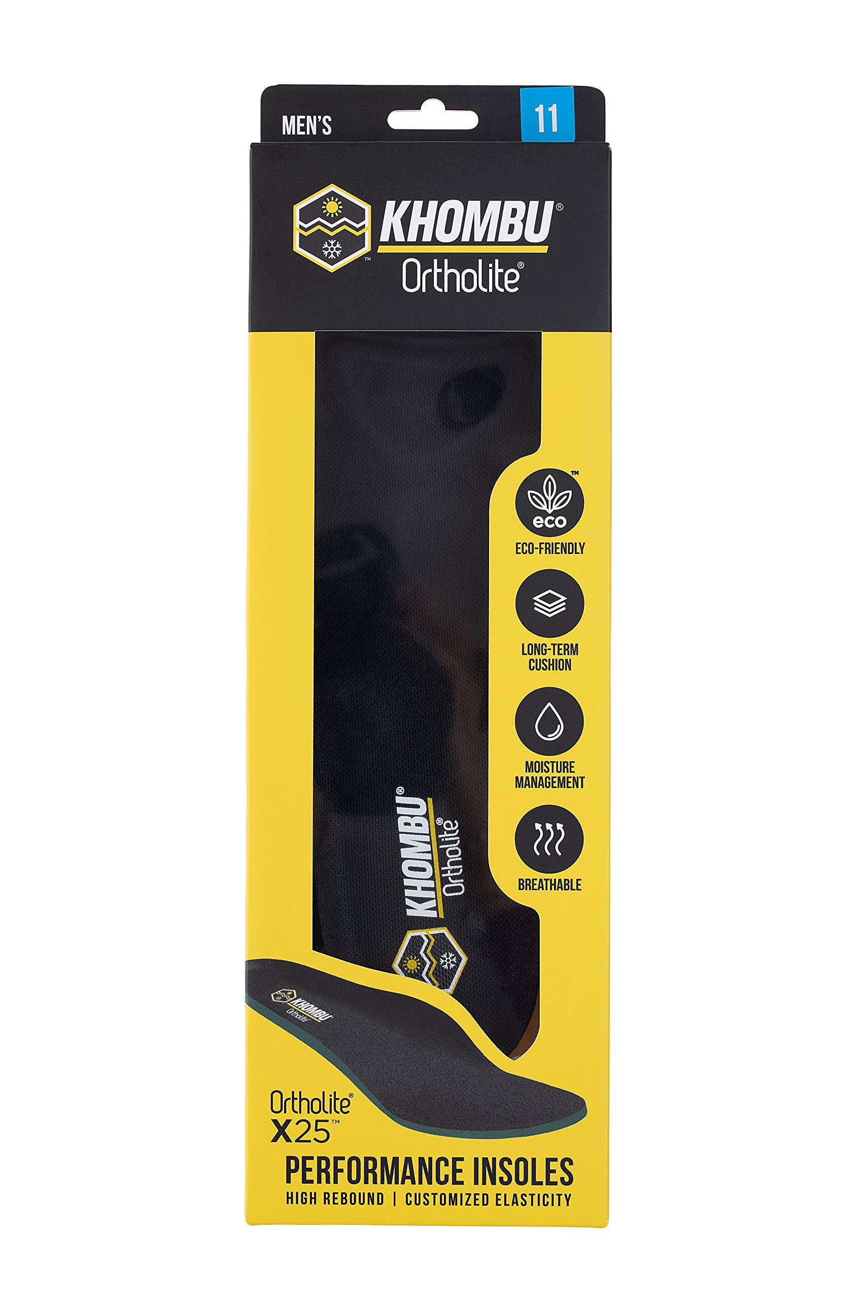 KhombuMen's Ortholite Orthotic Insoles Full-Length Thin Foam Shoe Inserts Cushion, Comfort