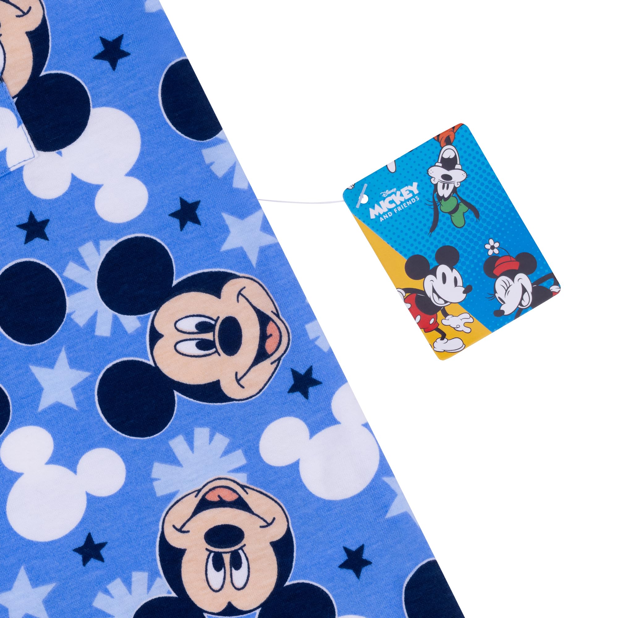 Disney Topolino/Mickey Mouse, 100% Cotone con Bottoni Pigiama a Maniche Corte, Blue, Blu