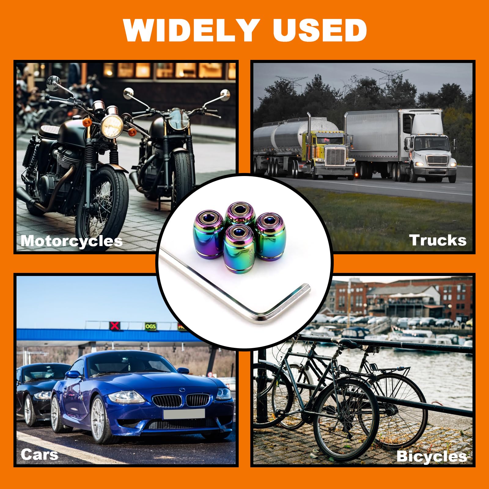 4 sztuki czepów zaworów opon, nasadki na zawory samochodowe, nasadki na zawory opon z kluczami, kompatybilne ze wszystkimi samochodami, rowerami i motocyklami (kolorowe)
