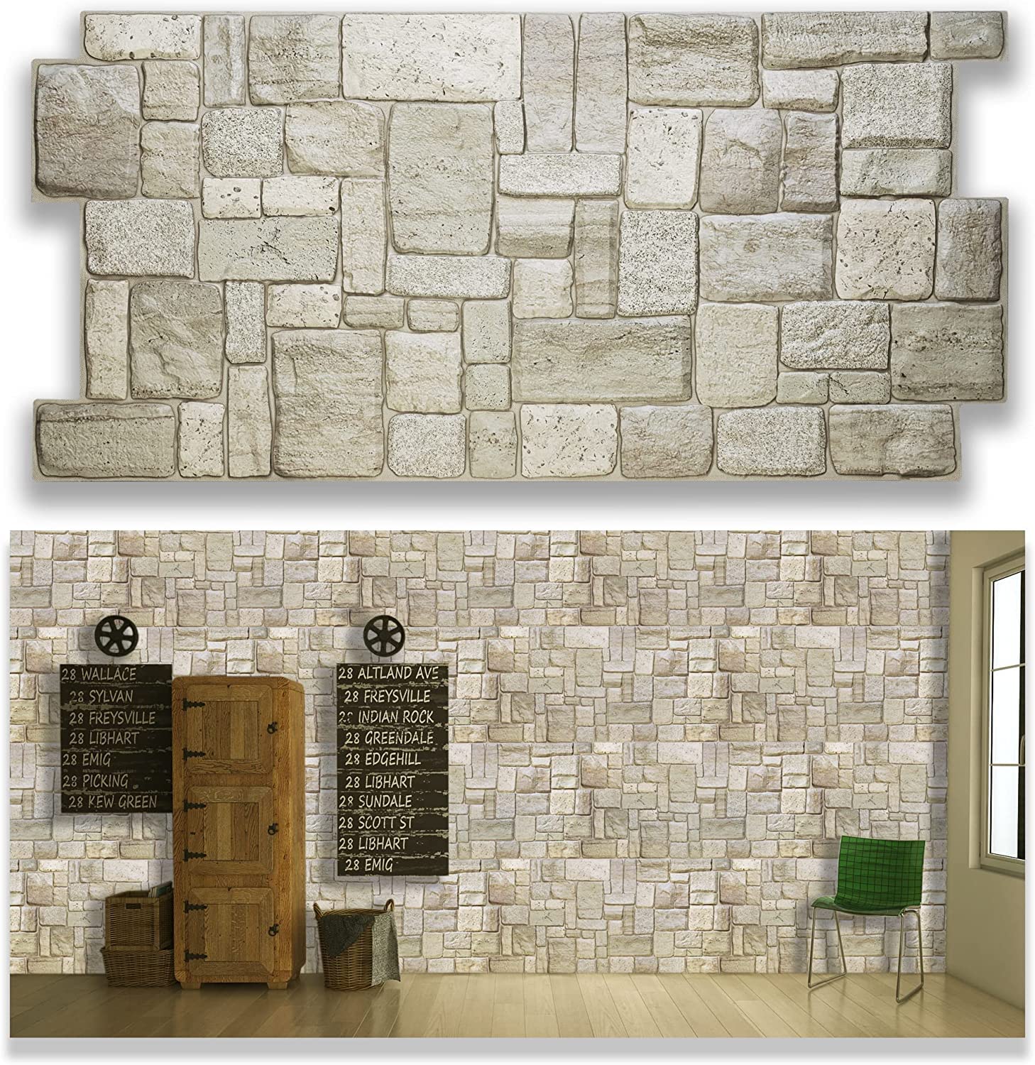 Grace Baltic – 3D Wall Panels for Interior Wall Decor Non-Adhesive Thin and Elastic PVC Wall Covering Panels for Home and Office (15, Light Limestone) — image 1