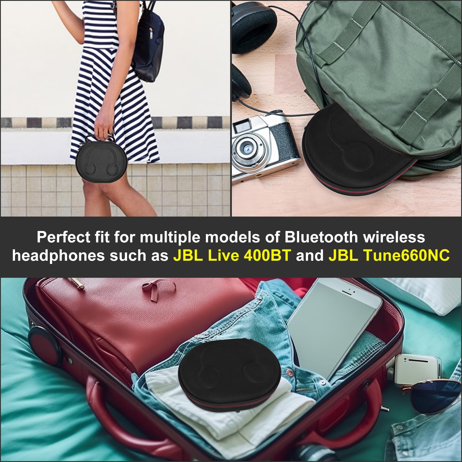Custodia per cuffie, custodia rigida in EVA per cuffie wireless Bluetooth JBL Live 400BT/460NC e JBL Tune 500BT/510BT/660NC/600 BTNC/570BT (grigio)