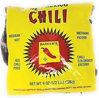 Barker's Medium Spicy Dried Red Chili Pods From Hatch, New Mexico (8 oz.)
