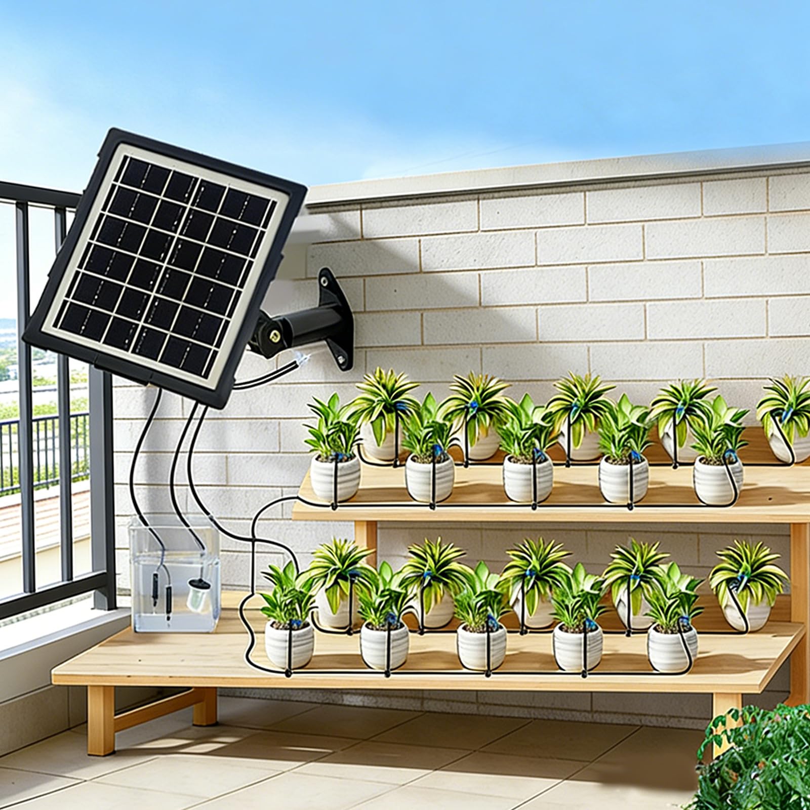 Set irrigazione Intelligente per Piante solari, Flussi Regolabili, per balconi, terrazze, aiuole, Serre e orti da Giardino, Set per la Cura delle Piante per Le Vacanze