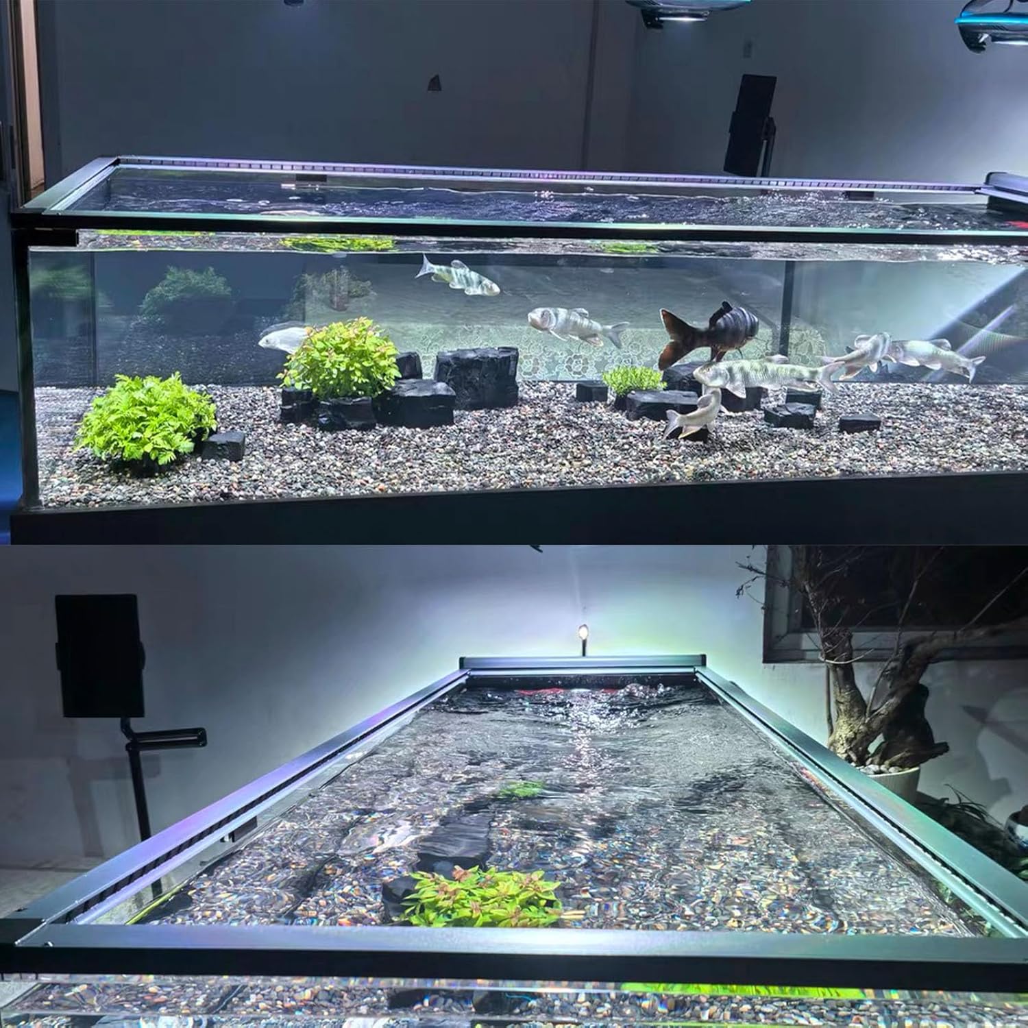 Retractable Fish Tank Hoods 30 * 12in or 24 * 12in Fish Tank Lid Anti-Jump Aquarium Lid for 29/20 Gallon Fish Tanks Prevent Cats from Climbing (M-24 * 12IN)