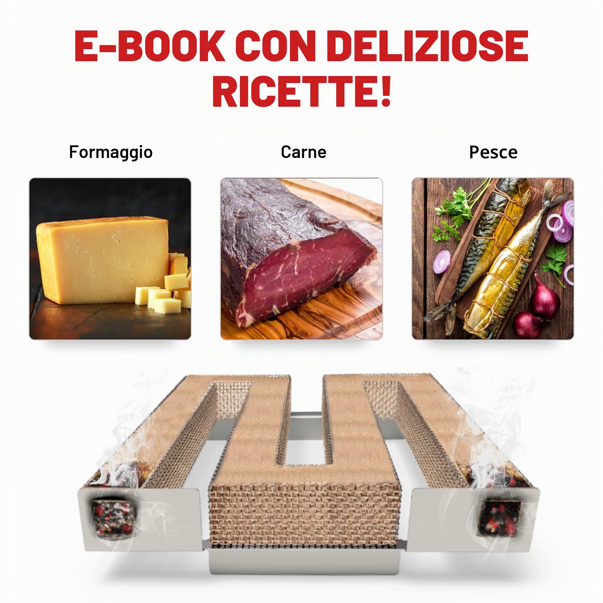Generatore di affumicatura a freddo – Premium Sparbrand in acciaio inox con eBook per un risultato di affumicatura molto particolare – Generatore di fumo freddo di alta qualità ideale per barbecue