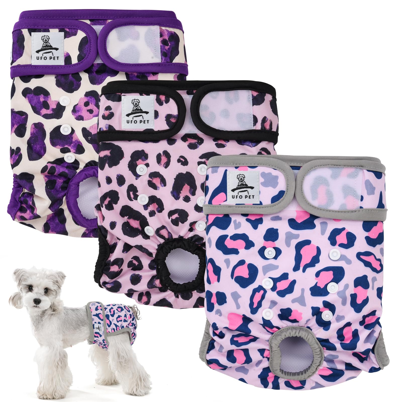 UFO PET Mutandine Cane Femmina Calore Lavabili M (3 Pezzi), Assorbenti per Cani e Gatti, Pannolini da Ciclo per Femmine Cani