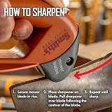 Smith’s 50603 Handheld Lawn Mower Blade Sharpener - Oversized Handle & Large Safety Guard - Durable Plastic - Easy to Use - Wire Cleaning Brush - Preset Carbide Blade - Gardening Lawn Care Tools - 5