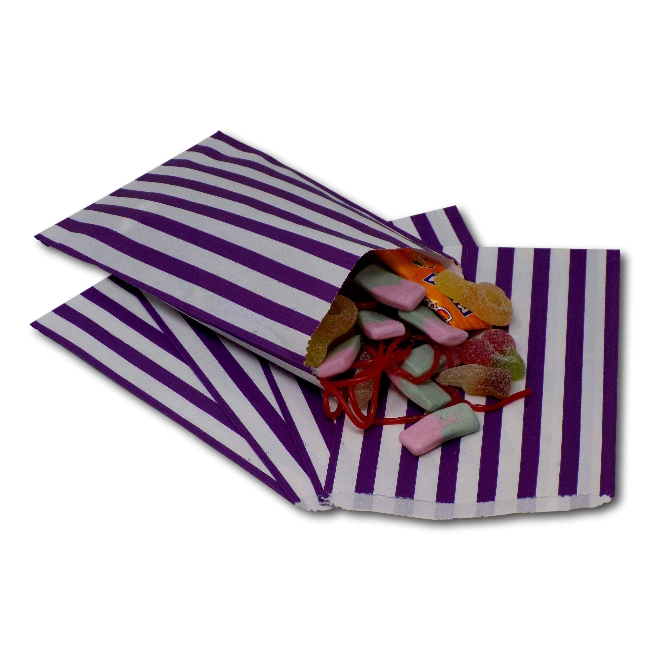 EPOSGEAR® 5" x 7" Premium 45gsm Kraft Paper Coloured Candy Stripe Sweet Paper Party Bags - Ideal for Gift Shops, Wedding Favours, Candy Carts, Buffets etc (Purple, 5000 Bags)