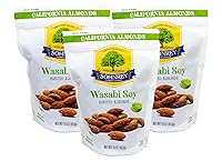 Vista 1 de Almendras tostadas pasteurizadas al vapor de Wasabi y salsa de soja de la granja familiar Sohnrey (paquete de 3)
