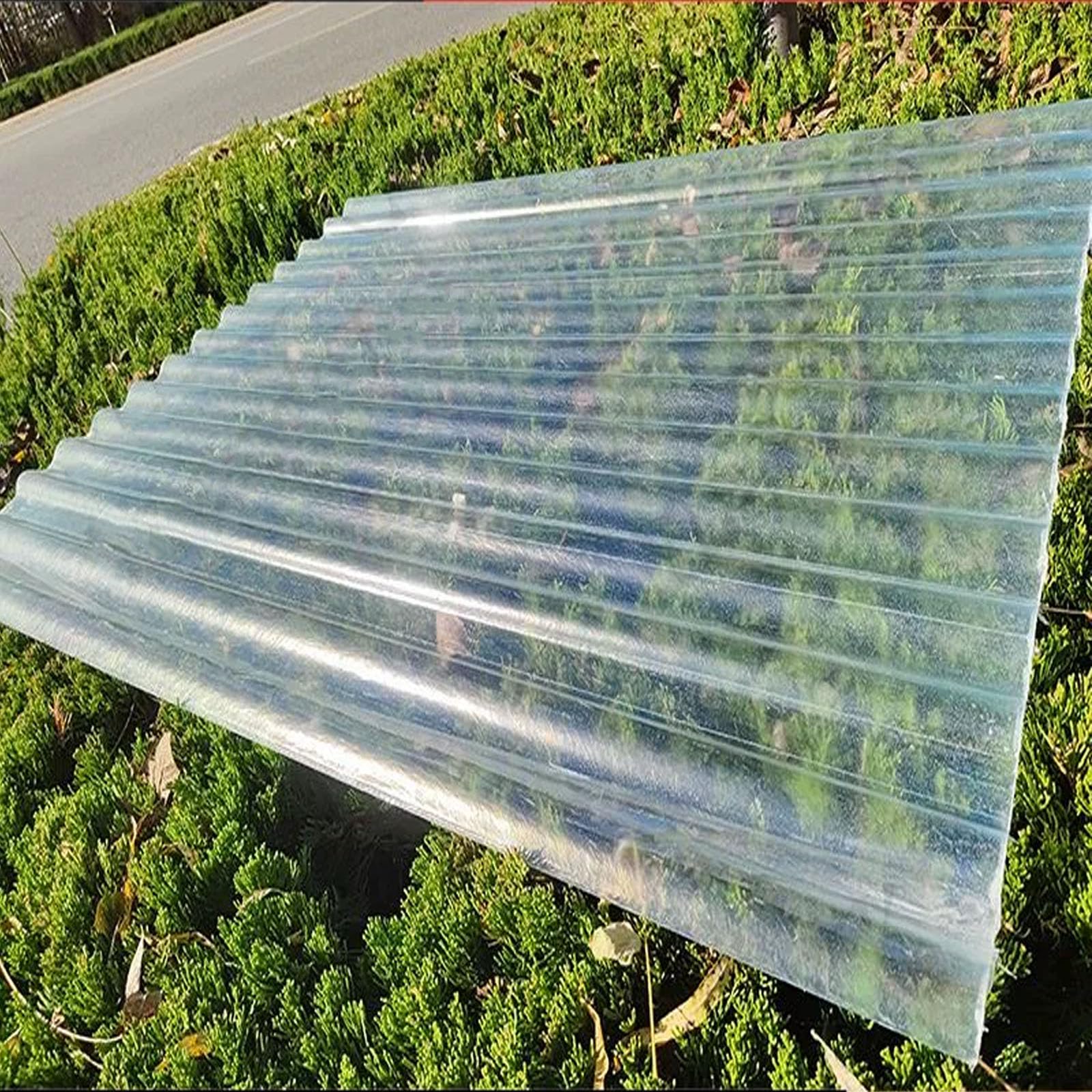 2mm Hojas De Techo Corrugado,Paneles Para Tejado Resistentes Al Impacto,Placa De Iluminación Natural FRP De Protección UV,Paneles Para Tejado A Prueba De Lluvia (0.9×1.3m,1pcs)