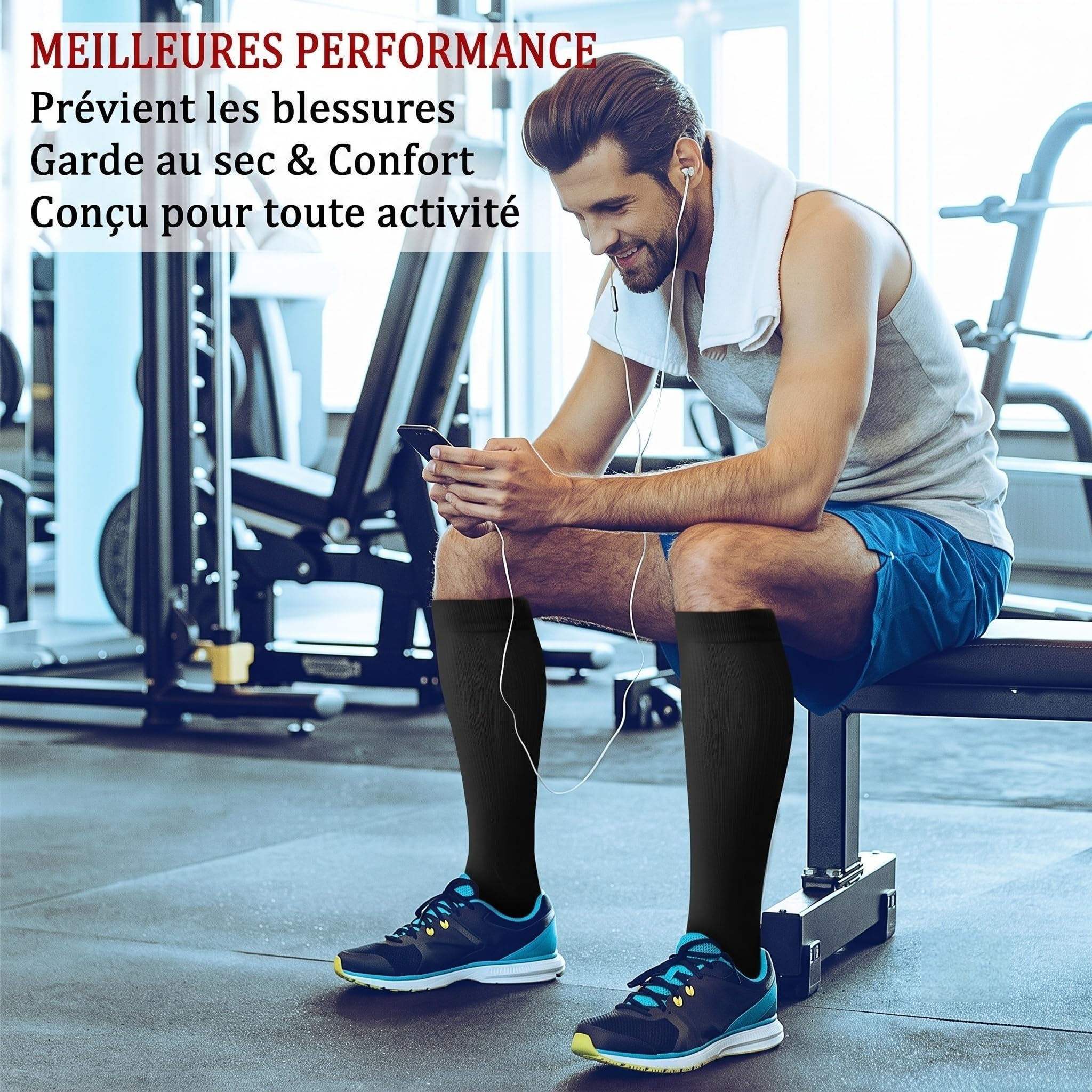 tsunaya chaussettes, Lot de 6 de Maintien Compression Legere | Pointe sans couture, Fibres de bambou respirantes, Jambes legeres, Facile a enfiler pour le sport