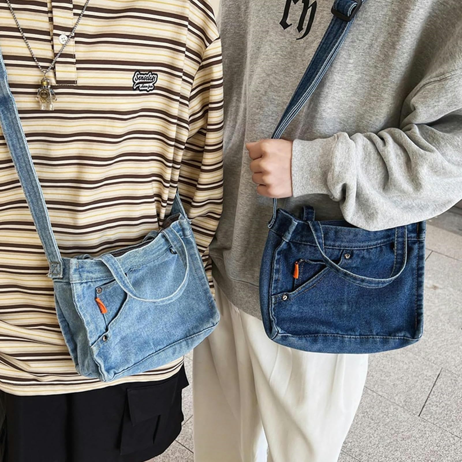 Borsa Donna Tracolla Borse Casual per Donne in Denim Spalla per Spalle Borse per La Spesa per Ragazze-Sky Blue-25 Cm