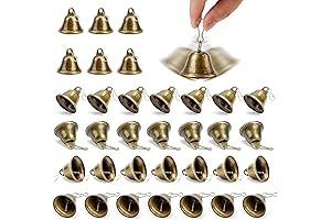 MCPINKY 34PCS Vintage Brass Jingle Bells with Spring Hooks