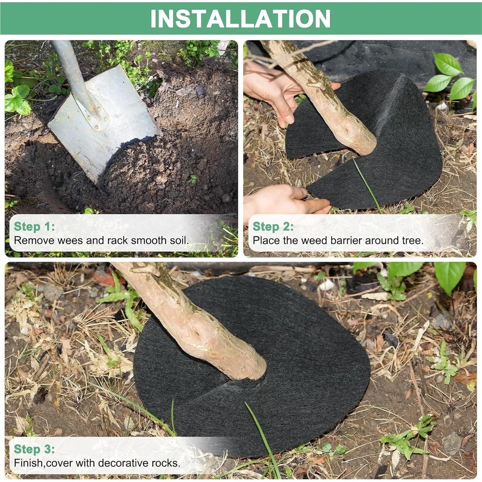 Telo Pacciamatura Anelli di Copertura for Alberi in Tessuto Non, Tappetino Rotondo for barriera Contro Le Erbacce | Tappetino for piante in tessuto barriera contro le erbacce e panno in feltro antierba for attrezzi da giardino(32CM,20pcs)