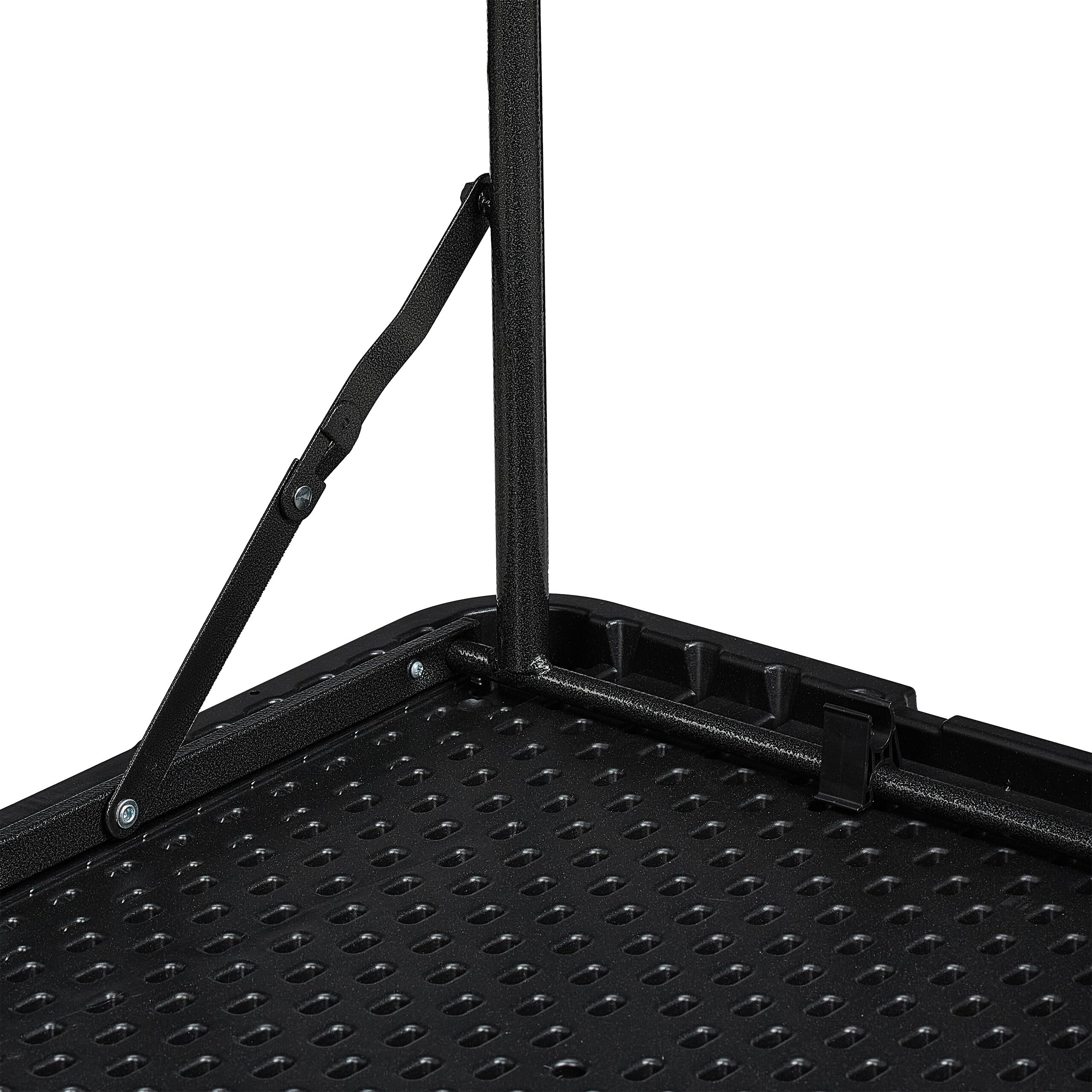 Relaxdays Tavolo da Campeggio Pieghevole, HLP: 74x120x60 cm, in Plastica, Regolabile in Altezza, 6 Persone, Nero | Tavolo da campeggio, altezza regolabile, 74 x 120 x 60 cm