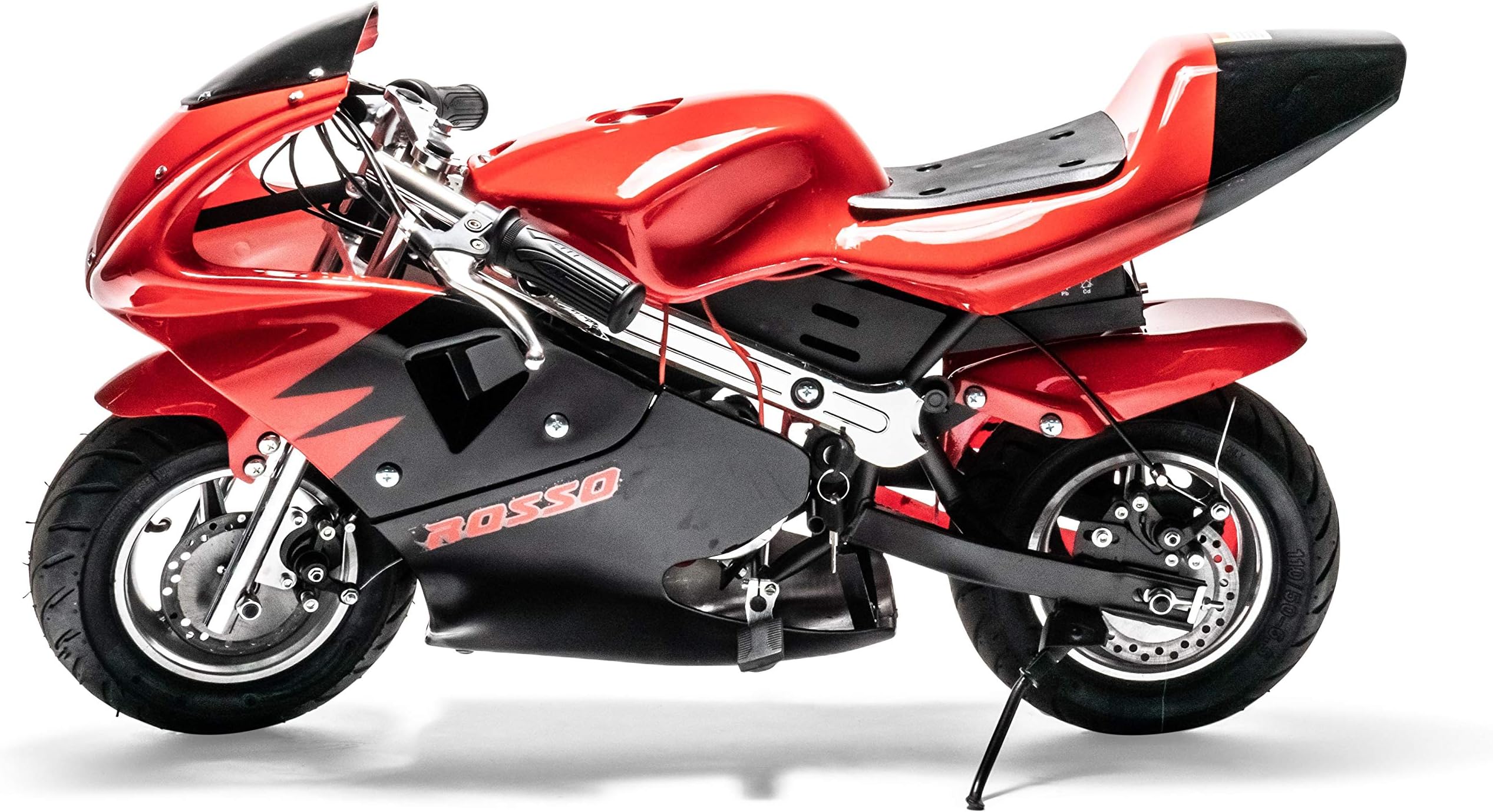 Rosso Motors Motorcycle Kids Mini Pocket Bike Ride On with 1000W 36V Battery Electric Power Lights in Red Black for Kids, 3-Speed Control for Child Safety
