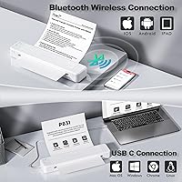 Vista 5 de Impresora portátil, impresora inalámbrica Bluetooth P831, impresoras de transferencia térmica sin tinta para papel de impresora de letras y A4, Black