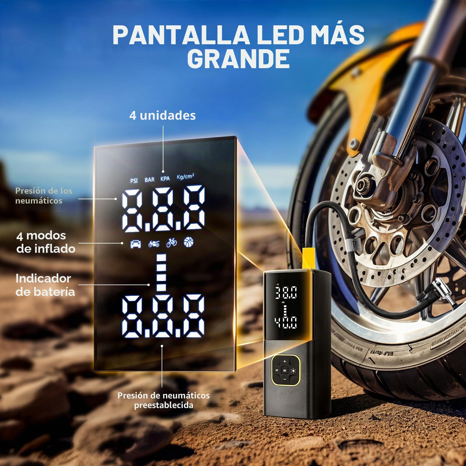 Zune Lotoo Compresor Aire Portatil 150PSI, 9000mAh Inflador Ruedas Coche Recargable con Pantalla Digital LED, Mini Bomba de Aire Electrica con Cable de 12V CC y Luz LED para Coche Moto Bicicleta Bola