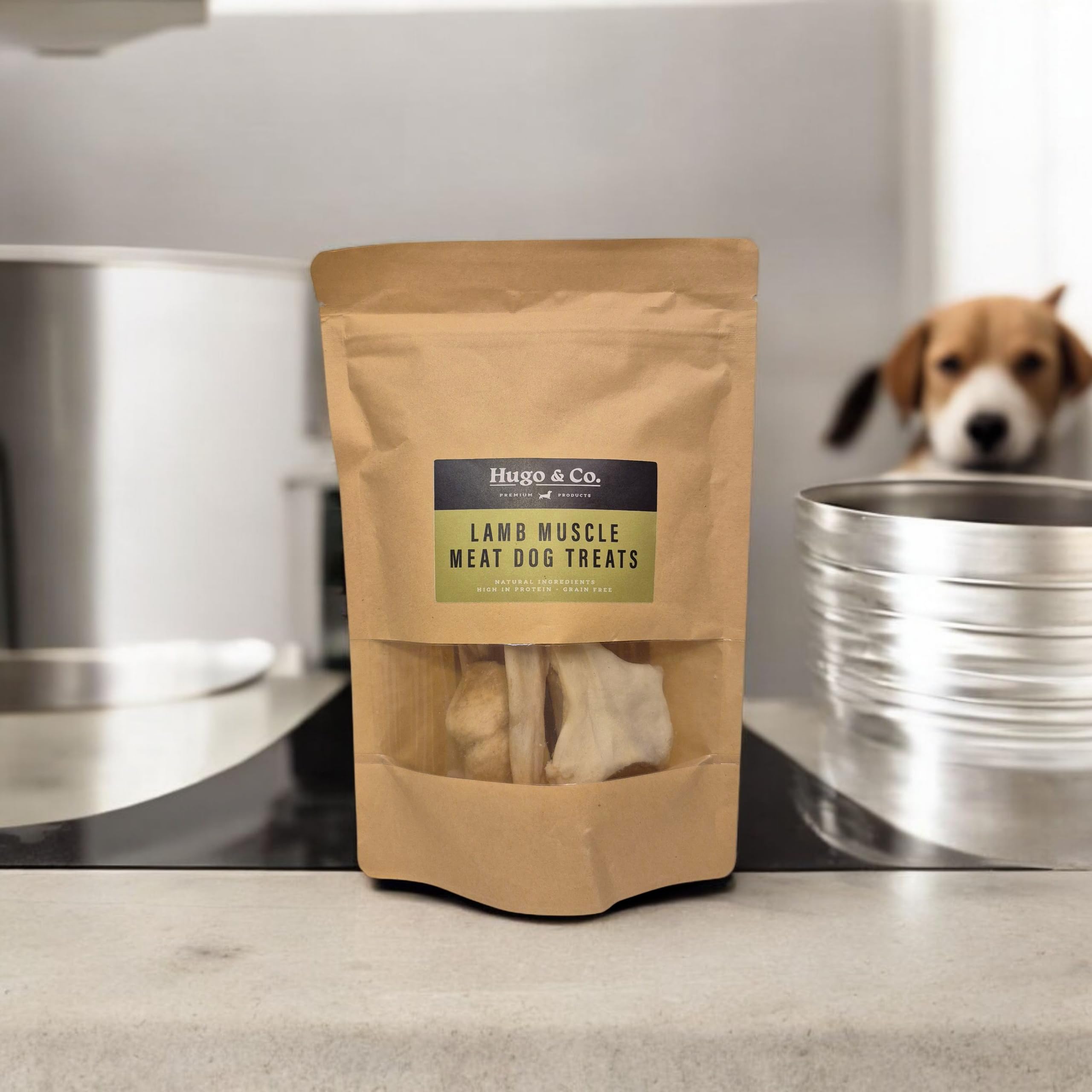 Hugo & Co Premium Lamb Muscle Meat Dog Treats, 100% Natural, High Protein 70.1%, 60g Pack, For Dogs 12+ Weeks