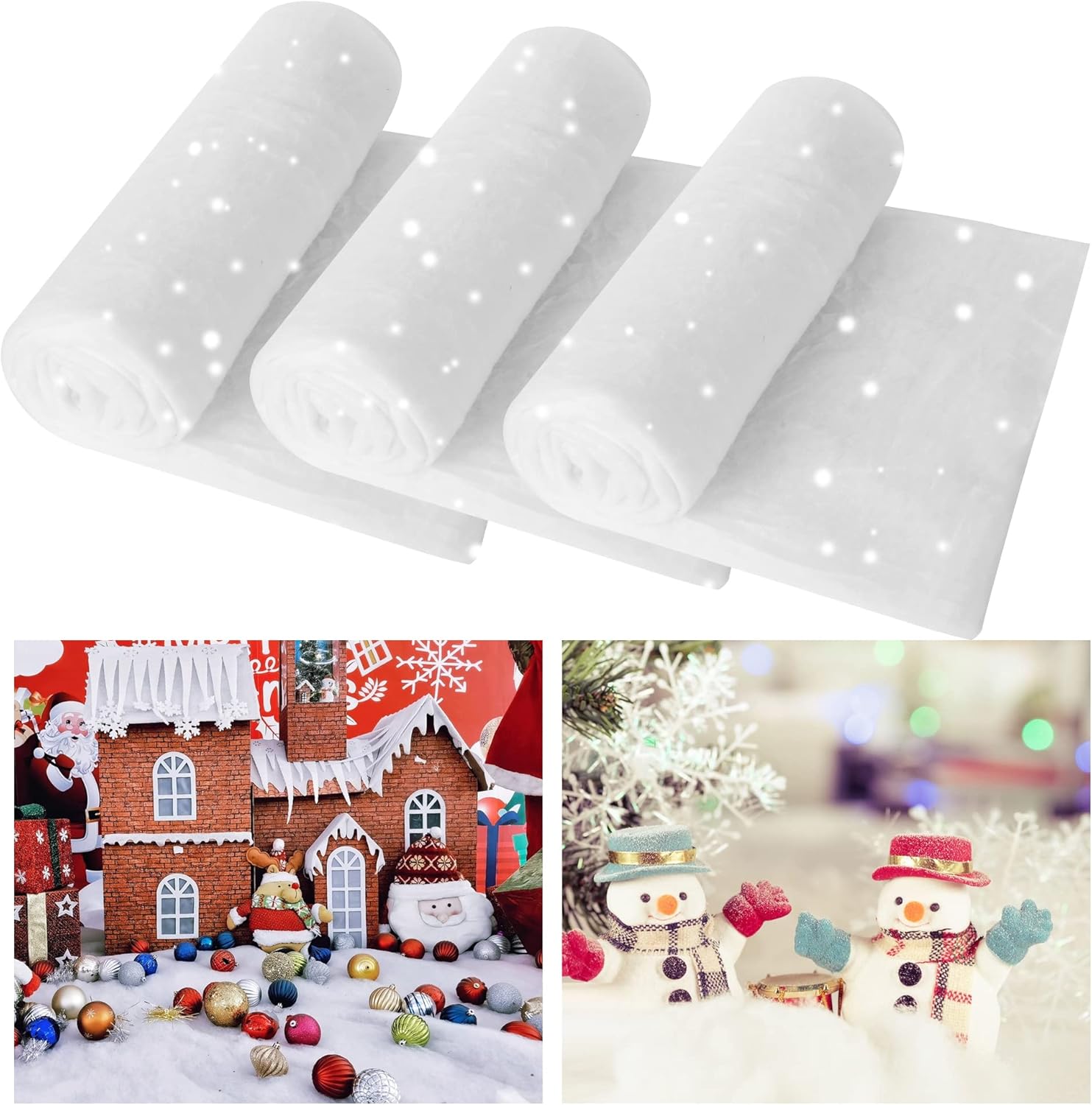 HANKRSSTOP 3 Pack Snow Blanket Roll Fake Snow Blankets