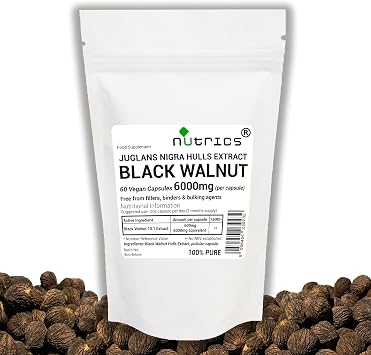 6000mg per Capsule Black Walnut Hulls Extract 60 V Capsules - Pure No fillers Binders or Bulking Agents - Juglans Nigra Persian Regia Jupiter's Royal Acorn Supplement