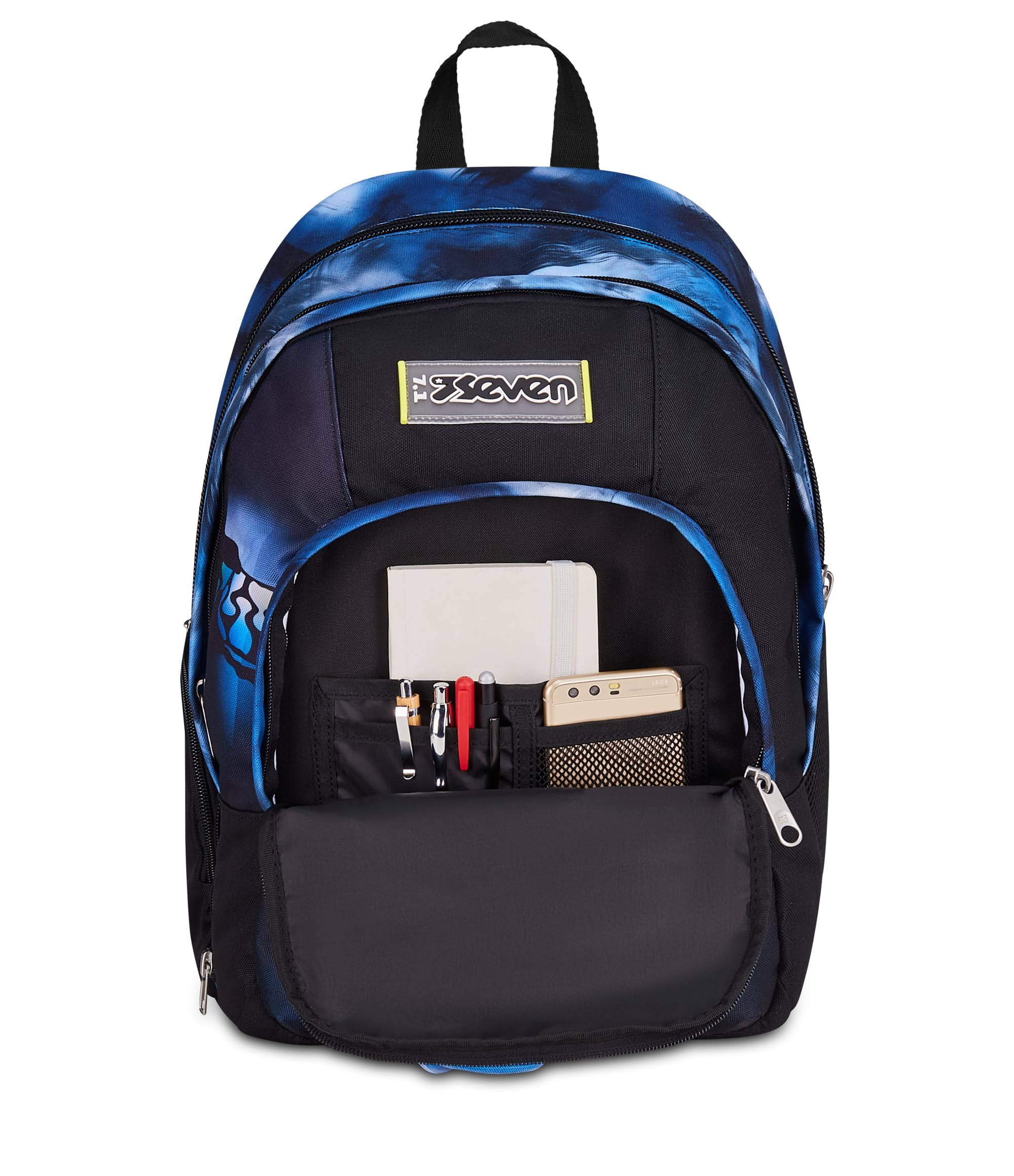 Seven Zaino Scuola Dual Detach BLU FUSION, Nero, 32 L, Doppio Scomparto, Multifunzione, Zaino Staccabile, Tasca con organizer, Scomparto porta pc, Scuola media e superiore, Bambino, Ragazzo