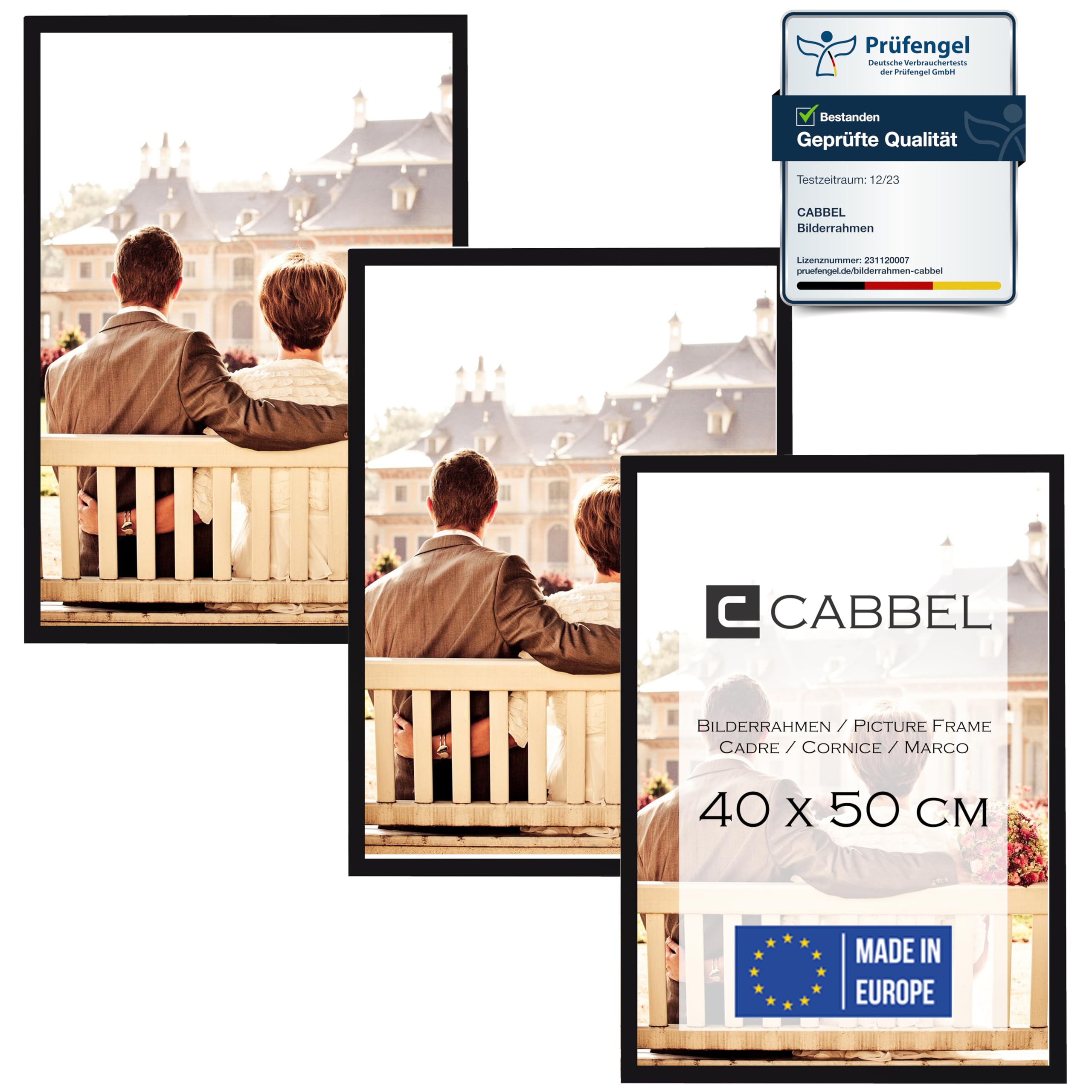 CABBEL portarretratos (3 unidades) 40x50 cm Marco de madera MDF en negro | con cristal Plexi inastillable/Moderno