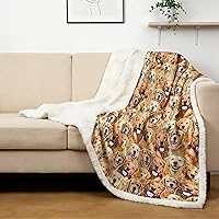 Vista 12 de BlessLiving Manta mullida de perros para niños y adultos, manta de vellón reversible con patrón de animales