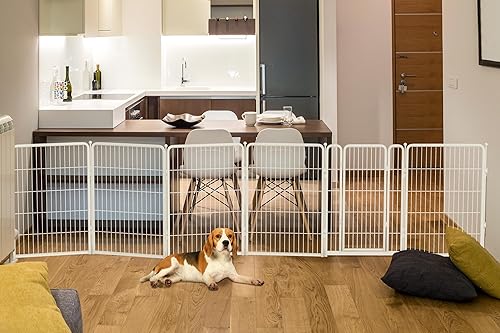 Miniatura 20 de FXW Puerta para perros extra ancha diseñada para uso en interiores, ancho ajustable de hasta 165 pulgadas de ancho (40 pulgadas de alto, 6 paneles