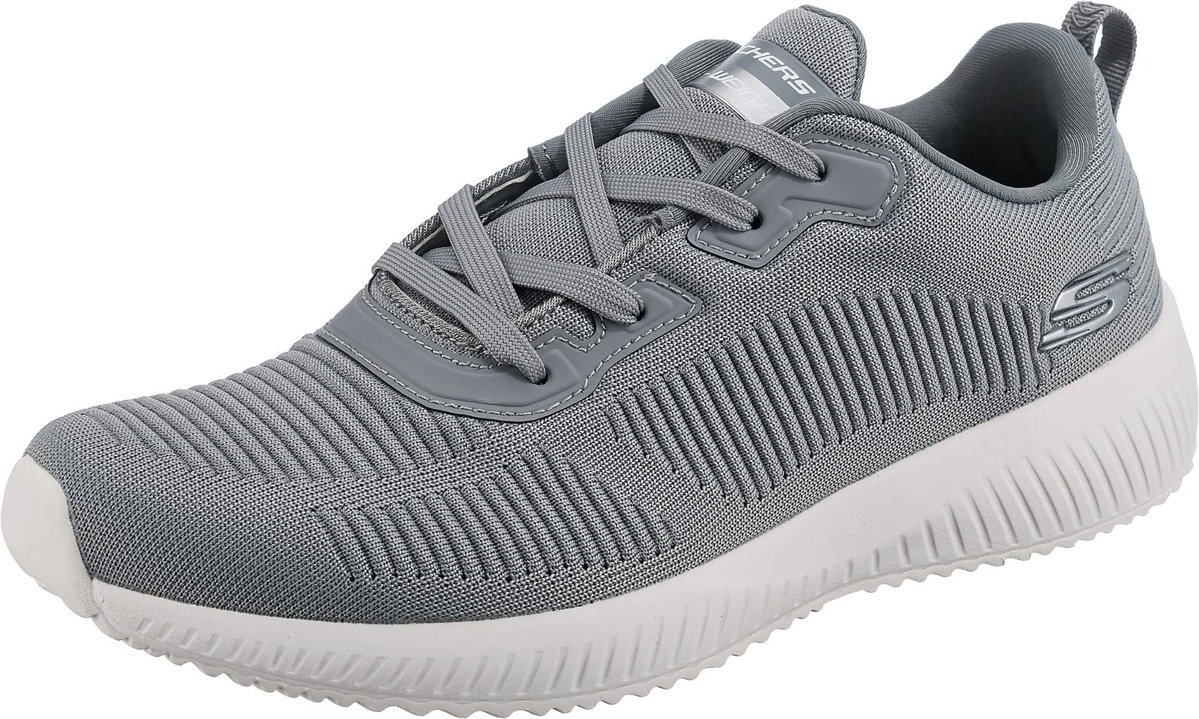 Skechers Men's Squad Sneaker, Gray Mesh/Trim, 9.5 UK