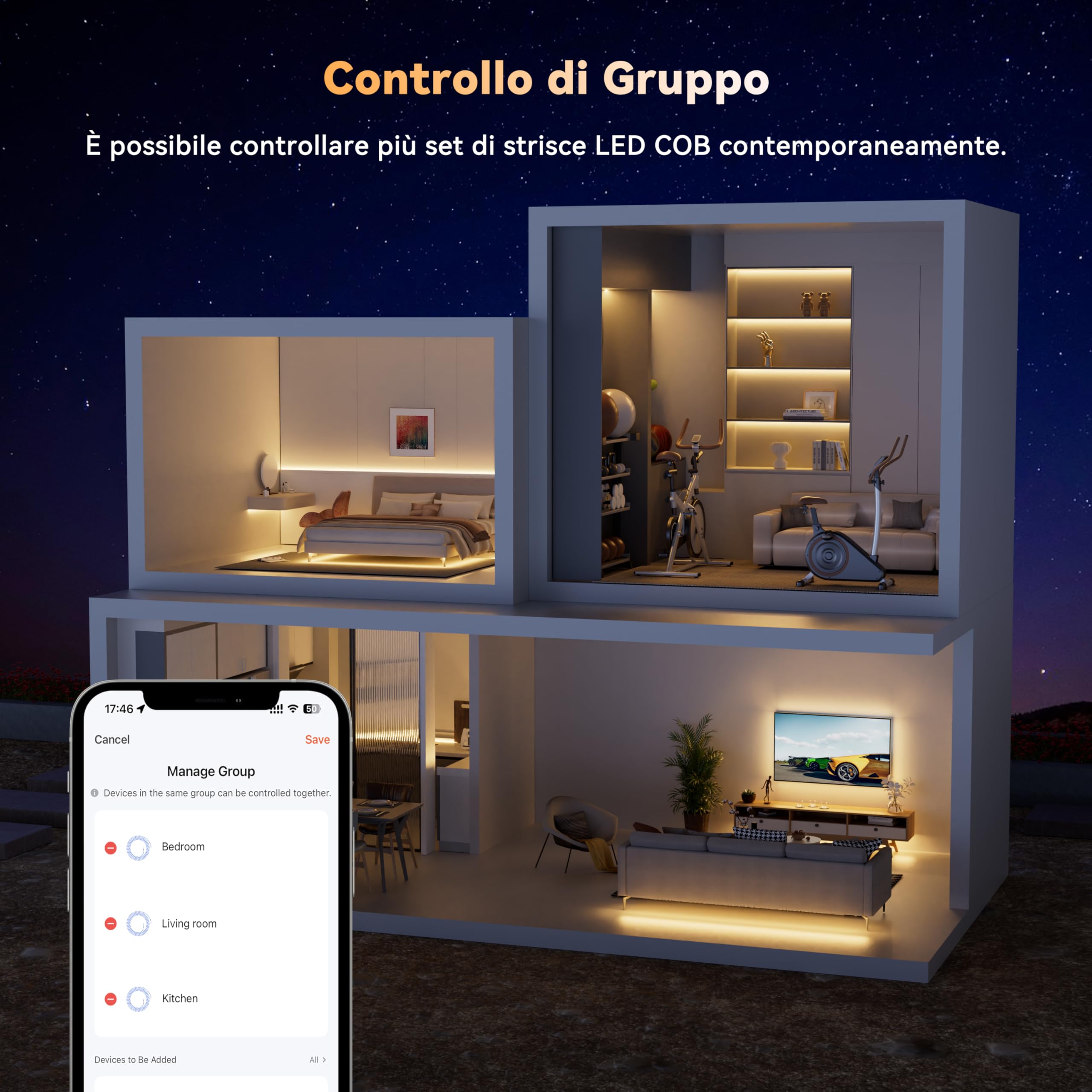 PAUTIX WiFi Striscia LED COB IP65 Impermeabile 5M Bianco Caldo 2700K,24V Regolabile Smart LED Strip Lights Compatibile con Alexa/Tuya per Illuminazione domestica(Alimentatore/Dimmer Non Impermeabili)