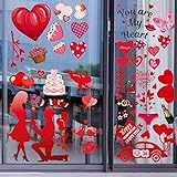 Valentines Day Decor Window clings 10 Sheet for Glass Windows Double-Sided Valentines Day Decorations Heart Window Decal