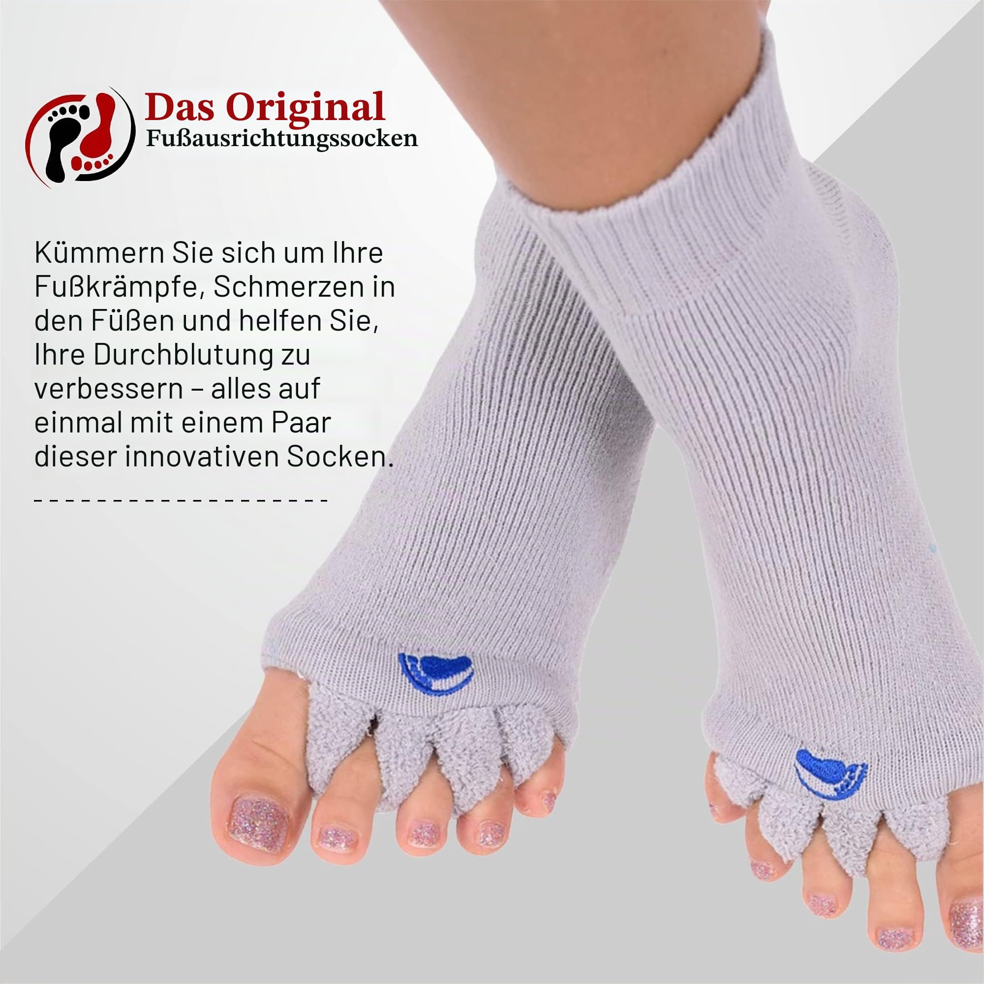Happy Feet Original Fußausrichtungssocken mit Zehentrenner MULTICOLOR M