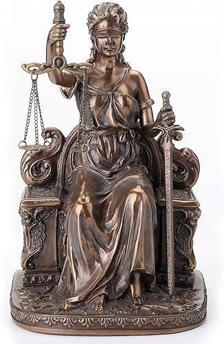 Miniatura 1 de Señora Justicia sentada con escamas y espada estatua Le Justica
