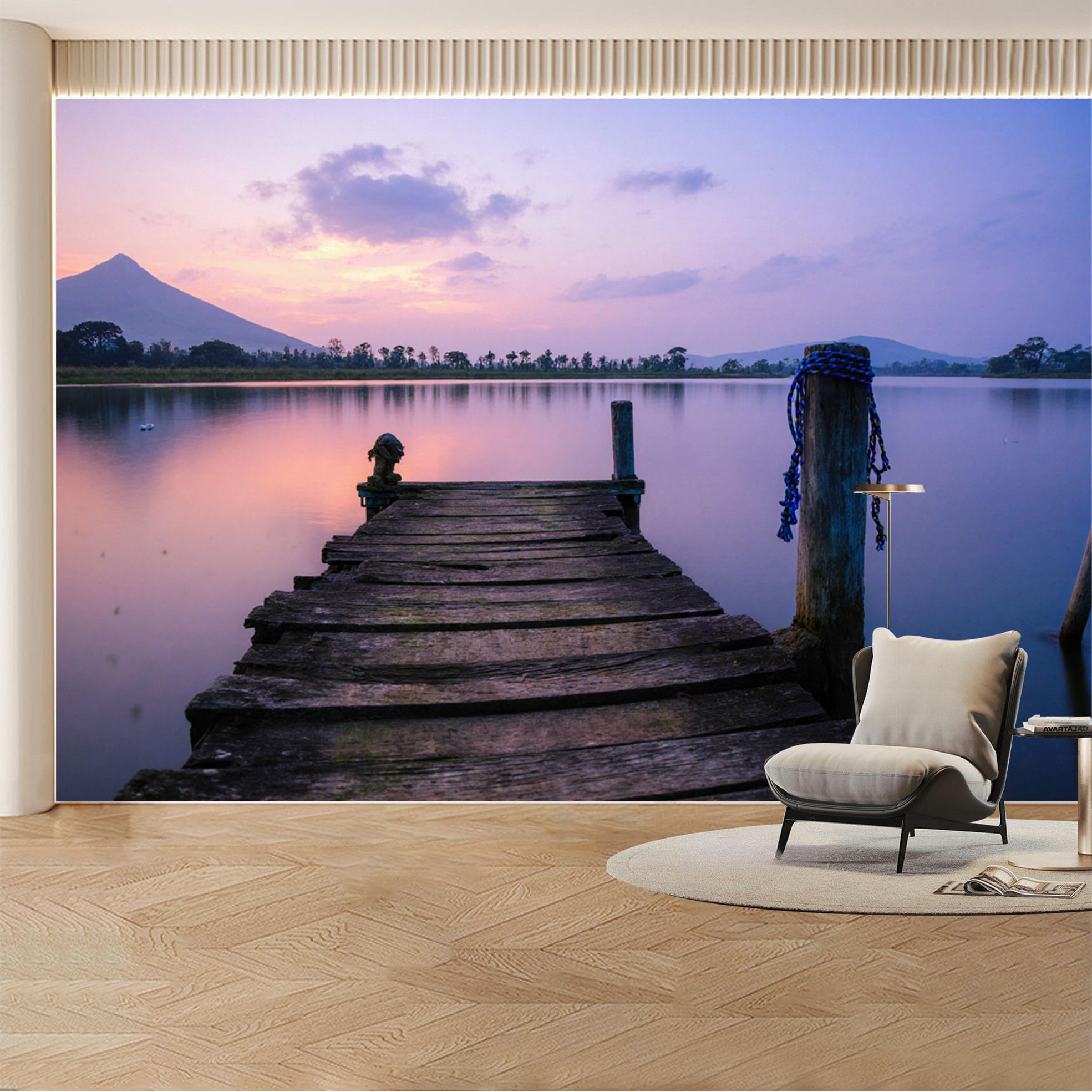 Kayorowalls Bh20260527946 Custom Wall Mural Wallpaper Lake Mountain Landscape Nature Wall Decor Large Wall Art Sunset Misty Removable Selfadhesive Large Photo For Living Room， Bedroom， Office