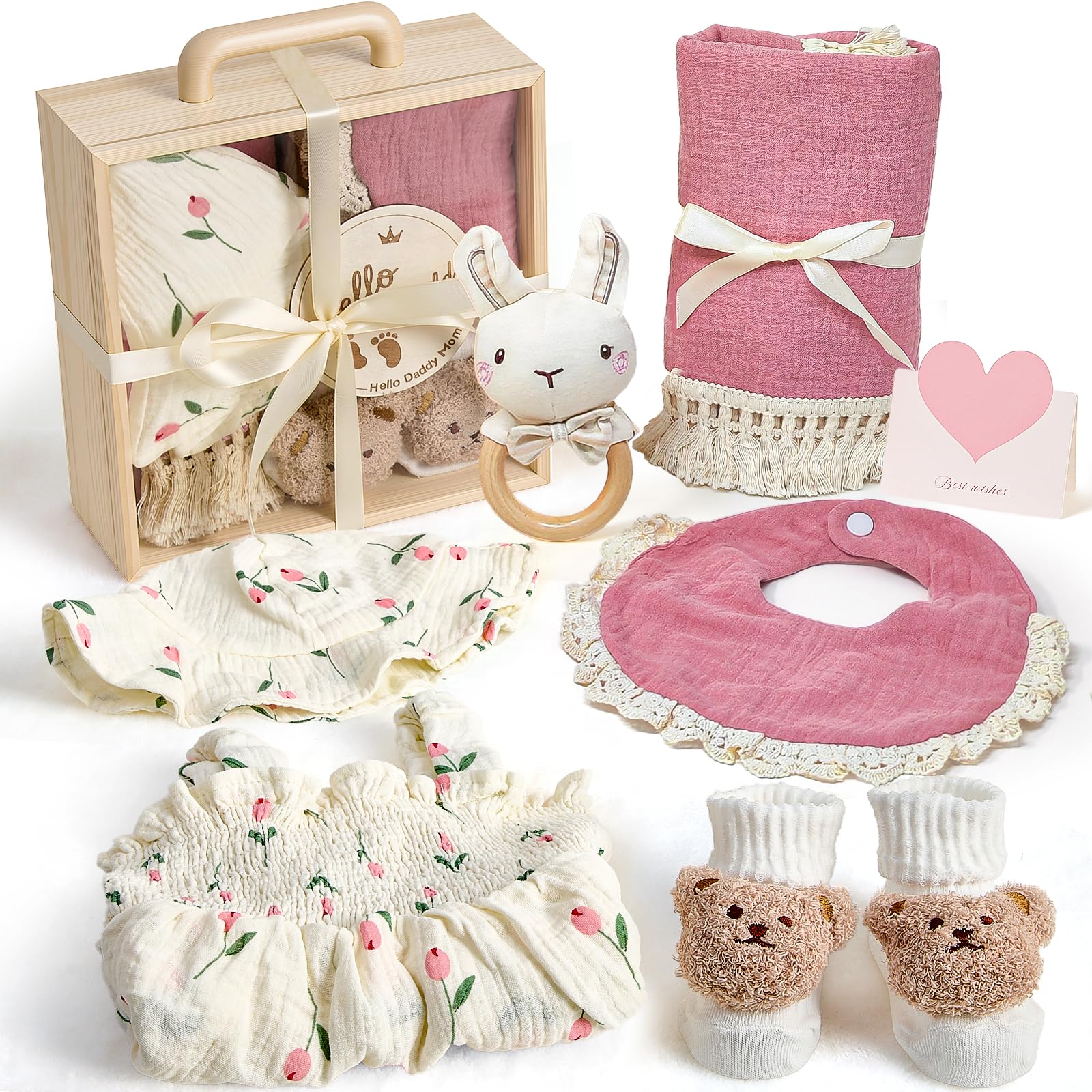 Photo 1 of Toylink Baby Girl Gift Set - 9-Piece Newborn Essentials